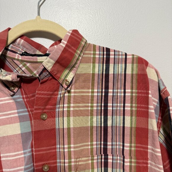 Van Heusen Salt Water Cottons Plaid Button-Down Short Sleeve Shirt L 16-16.5 - Picture 3 of 5